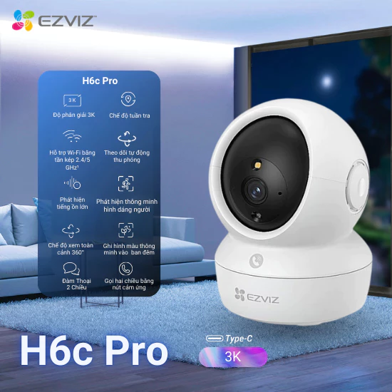 Camera WiFi trong nhà EZVIZ H6c Pro 5MP - Ảnh 8
