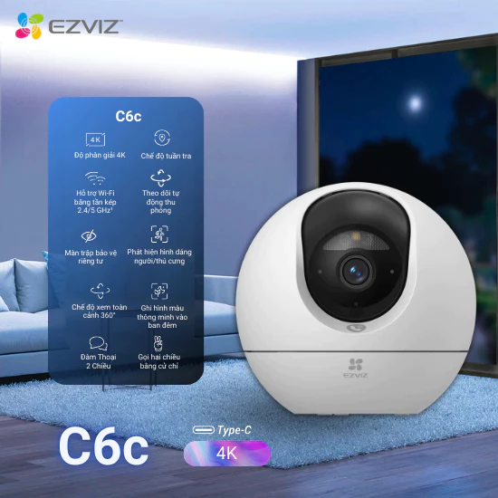 Camera WiFi trong nhà EZVIZ C6C 8MP - Ảnh 2
