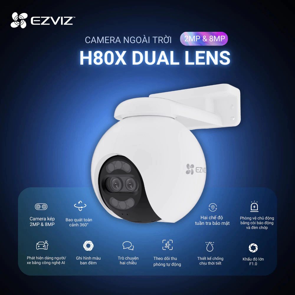 Camera WiFi ngoài trời EZVIZ H80x Dual 8MP (mắt kép) - Ảnh 2