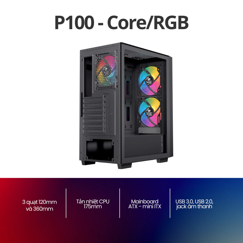 Vỏ case máy tính Einarex PULSE P100 Core/RGB - Ảnh 2