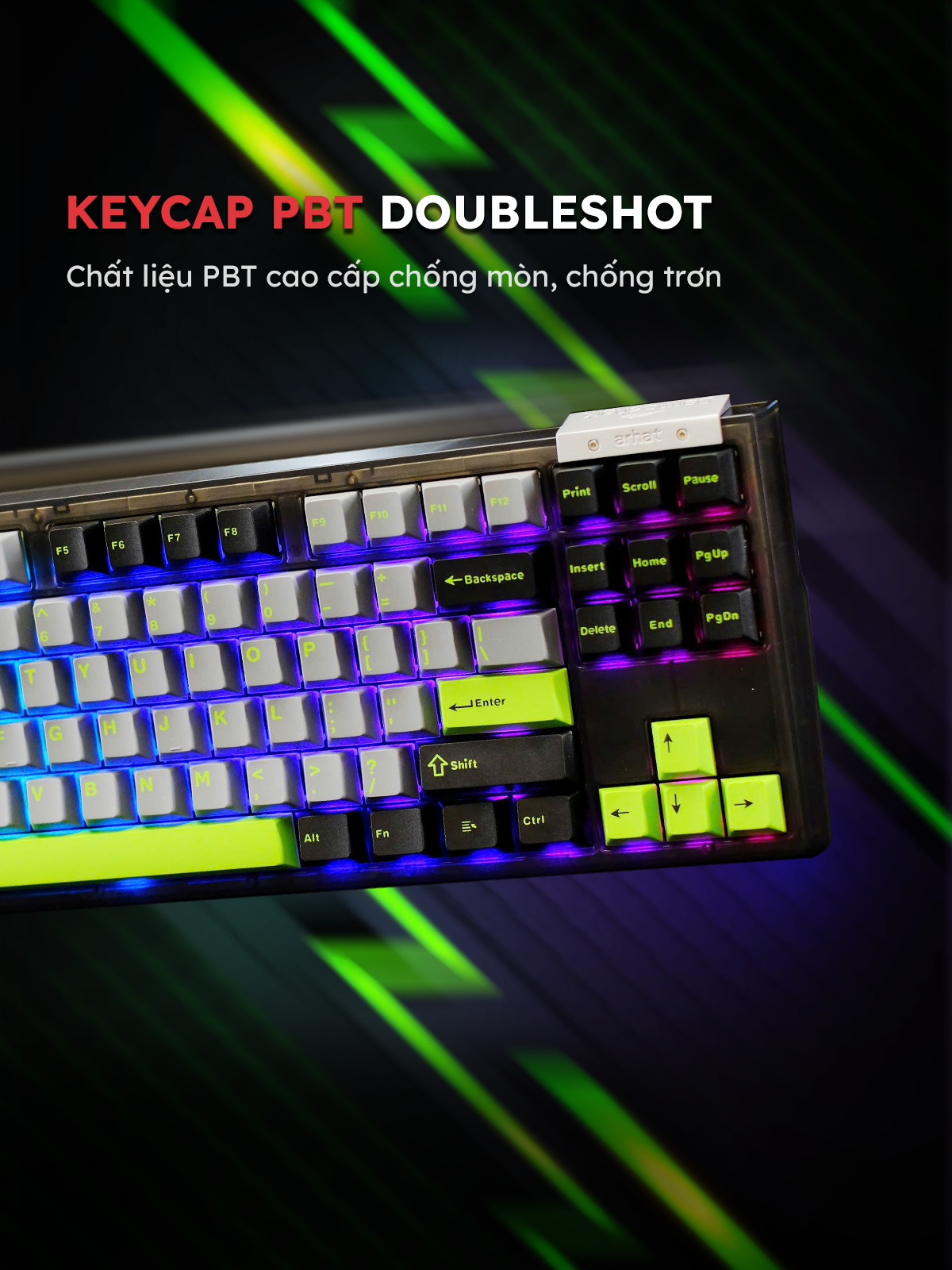 Bàn Phím Cơ Cao Cấp Darmoshark TOP87 Bluetooth 5.0/2.4G/Type-C, Switch Matcha, 87 Phím - Ảnh 5